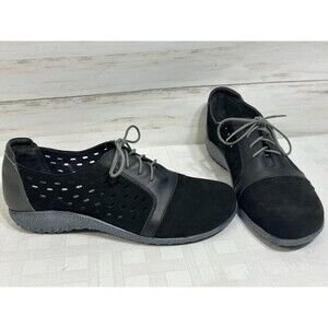 LIKE NU! NAOT Lace Up Black Gray Leather Sneakers Shoe Women's EU Size 39 US 8